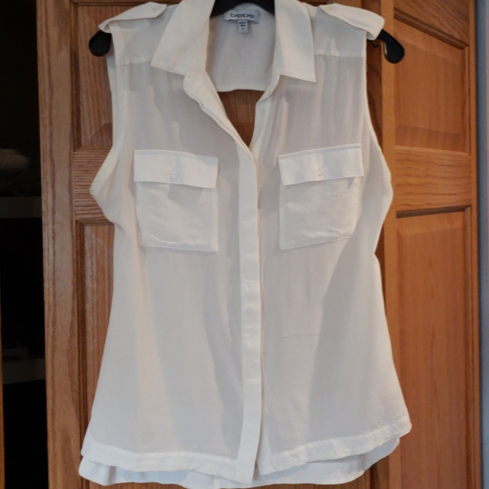 Bebe silk white shirt blouse size S.